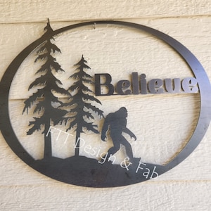 Sasquatch Welcome Believe Custom Metal Art Big Foot Recycled steel Wilderness Art custom metal Address sign Yeti