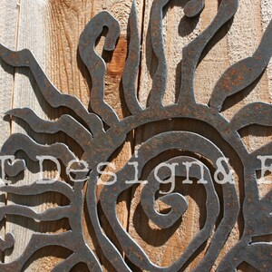 Rustic Sun Indoor/Outdoor Wall Decor 30 recycled steel custom SUN image 3