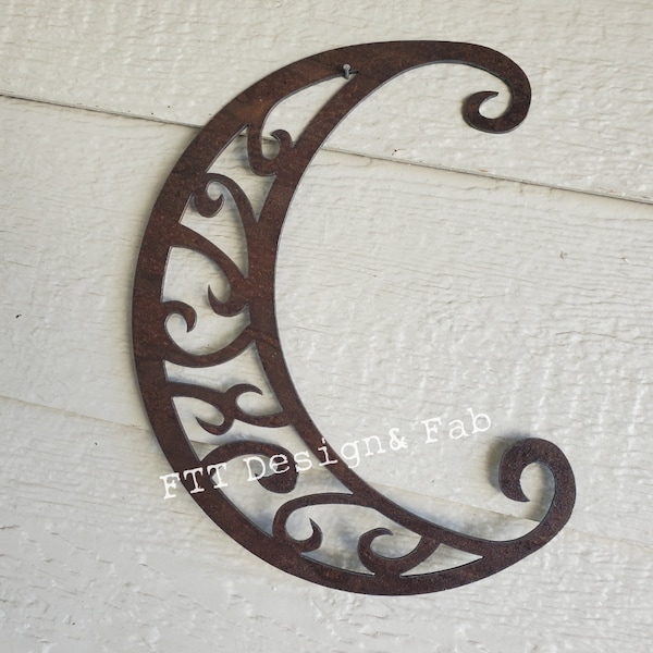 Celtic Swirl Recycled Steel Moon Art rustic custom metal celestial wall decor