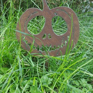 Jack pumpkin large Rustic garden stake custom rusty yard art