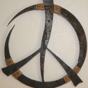Rustic Metal Peace Sign Wall Decor 13&quot; custom recycled steel Peace art