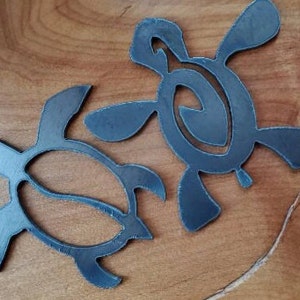 Pair of custom small Rustic Recycled Steel Turtles Hawaiian turtle Sea turtle custom metal turtles