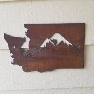 Custom Washington State Mountain Sign Welcome recycled steel rustic custom wall hanging YOUR state sign ANY state
