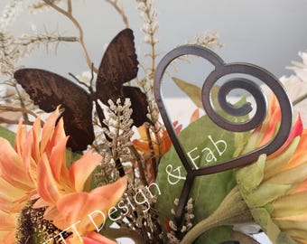 rusty heart flower arrangement decor garden rustic stake planter decor custom rusty yard art
