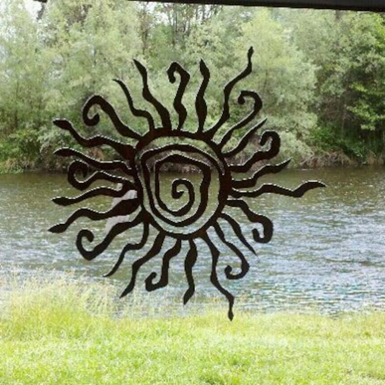 Rustic Sun Indoor/Outdoor Wall Decor 30 recycled steel custom SUN image 5