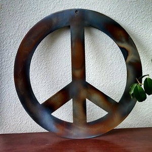 Recycled Steel Iridescent Colored Peace Sign Wall Decor Metal custom peace sign