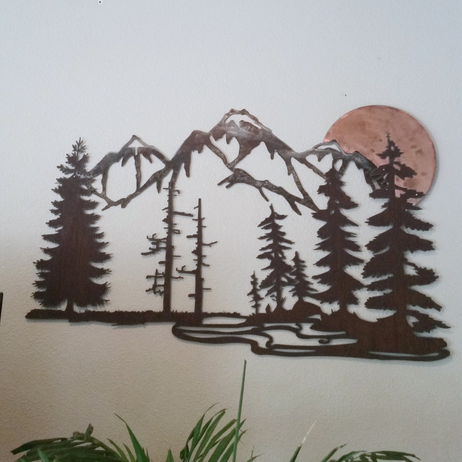 Copper Sun Recycled Steel Rustic Mountain Sculpture Custom Metal Art ...