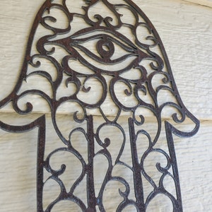 Hamsa Wall Art Recycled Metal small Hand Metal Fatima Protection symbol