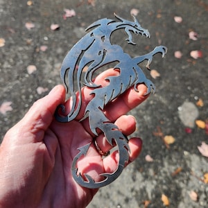 Dragon Metal black dragon wall art Custom Medieval Dragon Recycled steel Rustic dragon