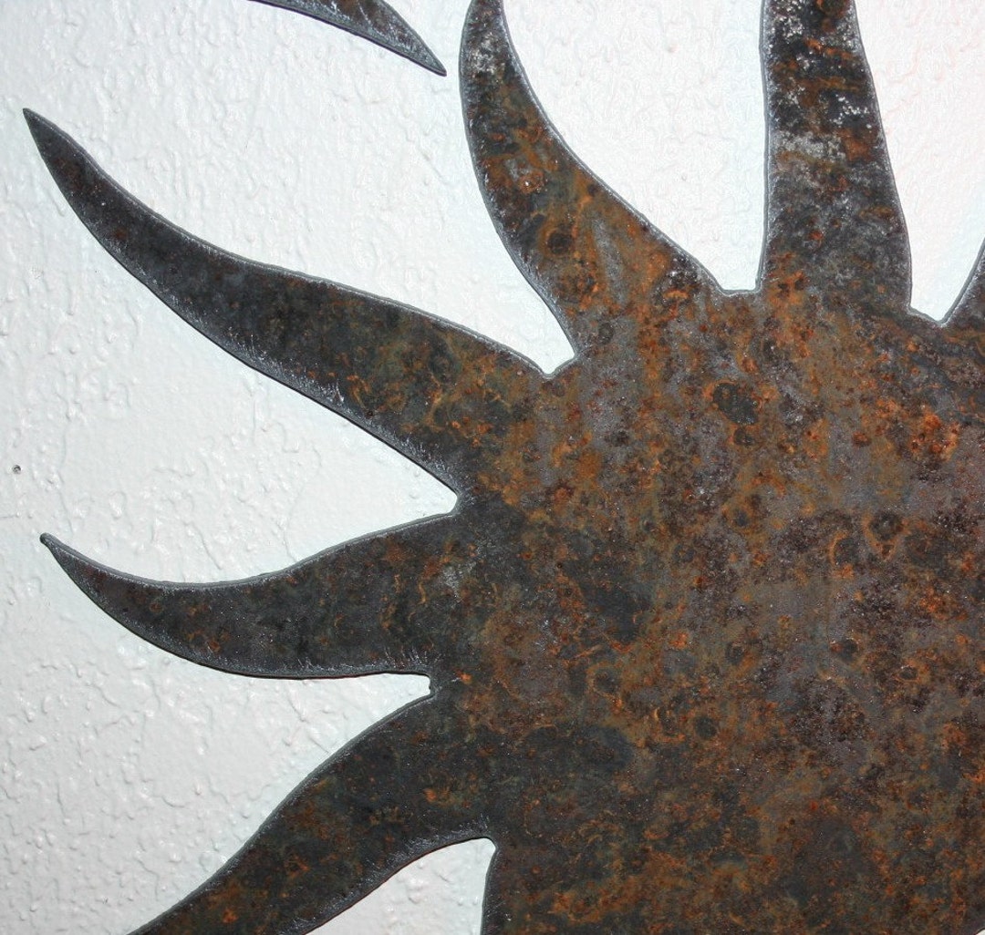 Let the Sun Shine Wall Decor 24" Rustic Metal Sun Recycled Steel Sun