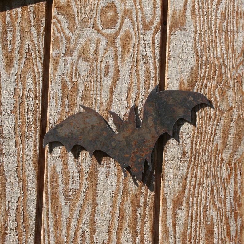 Rustic Bat In Flight Gothic Vampire Recycled Steel Custom Metal Bat image 3