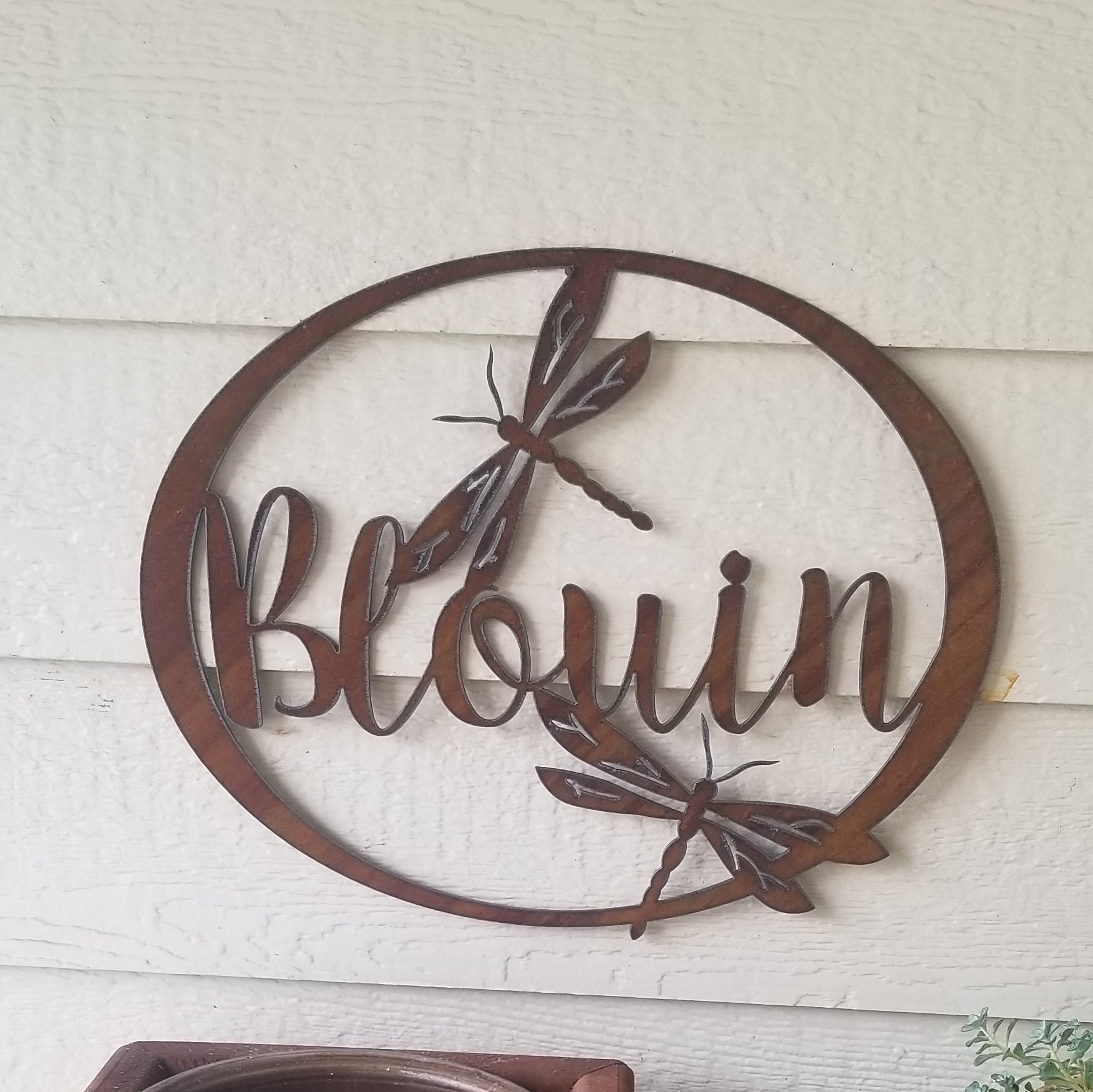 Personalized Rustic Dragonfly Sign 