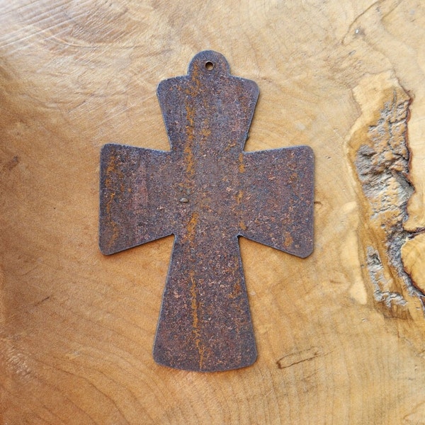 5" Rustic custom Cross Charm Recycled Metal custom crosses steel crosses