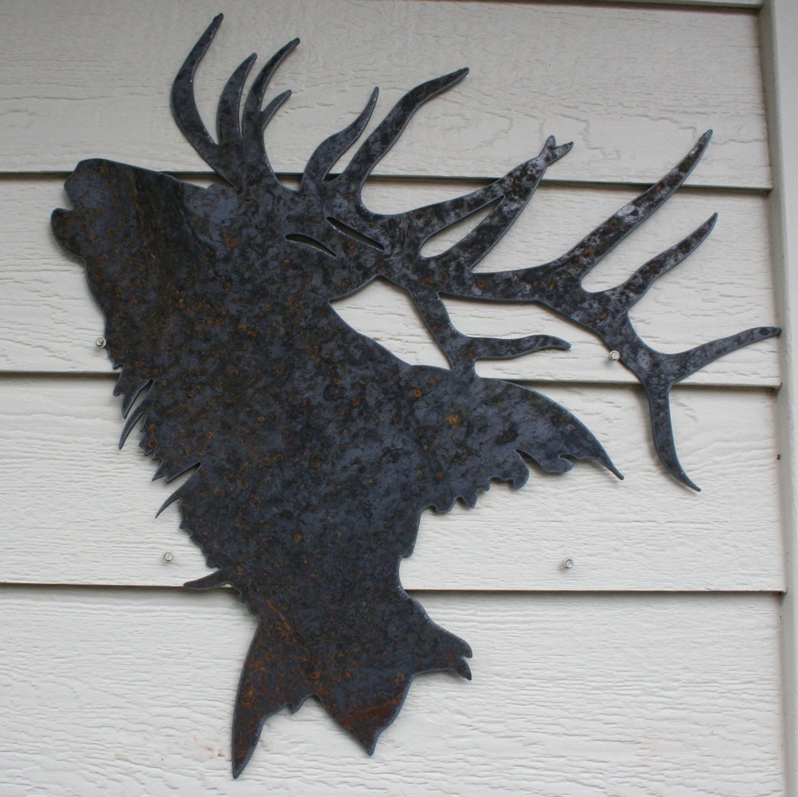 Majestic Elk Silhouette recycled steel Elk head Custom metal Etsy
