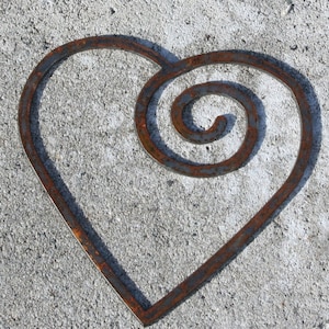 Swirl Steel Heart Recycled Metal custom heart Iron Heart Home Decor