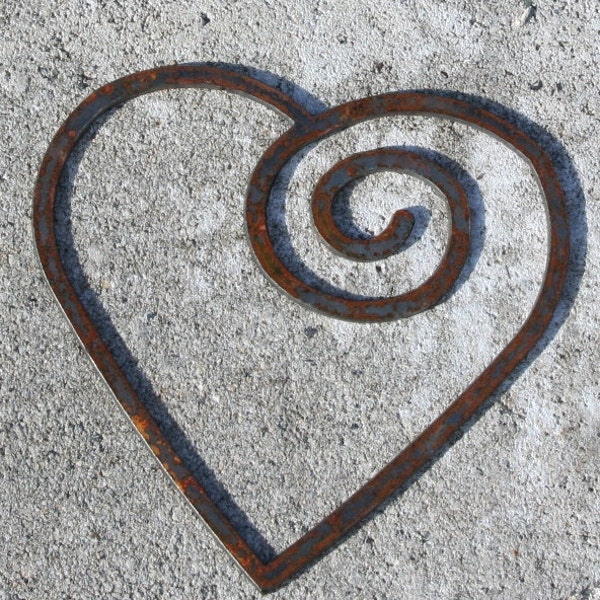 Swirl Steel Heart Recycled Metal custom heart Iron Heart Home Decor