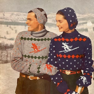 Vintage Men's & Women's Sweater Patterns (c. 1949) Downloadable PDF