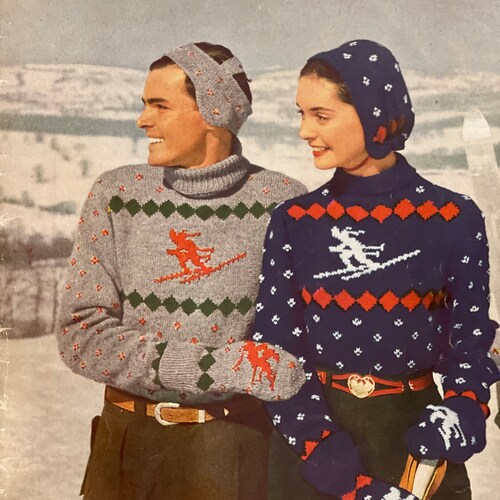 Vintage Men's & Women's Sweater Patterns c. 1949 - Etsy