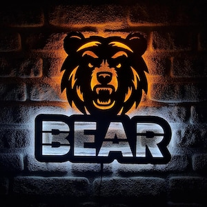 Bear Led Lighted Sign, Amazing Wall Decor for Kids Rooms, Bears Wall Art, Illuminated Sleek Gift, Gift for Bear Lovers