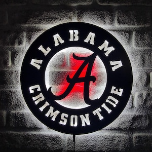Alabama Crimson Tide LED beleuchtetes Schild, Crimson Tide American Football Team Leuchtschild, bestes Geschenk für Fußballliebhaber, Weihnachtsgeschenk