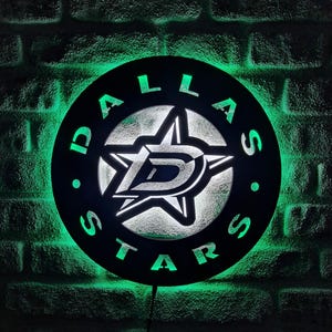Dallas Stars LED Lighted Sign, Ice Hockey Team Emblem Illuminated Sign, Best Gift For Hockey Lovers, Christmas Gift