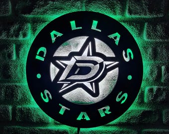 Letrero luminoso LED de los Dallas Stars, emblema del equipo de hockey sobre hielo, el mejor regalo para los amantes del hockey, regalo de Navidad.