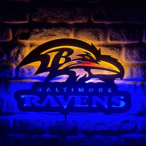 Baltimore Ravens LED Lighted Sign, American Football Team Emblem Illuminated Sign, Ravens Man Cave Decor, Christmas Gift