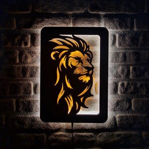 Lion Led Lighted Sign, Amazing Wall Decor for Kids Rooms, Lion Wall Art, Illuminated Sleek Gift