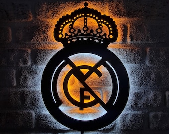 LED Lighted Real Madrid Sign, Stylish Illuminated Wall Decor for Football Lovers, Real Madrid Fans Unique Birthday Gift, Best Christmas Gift