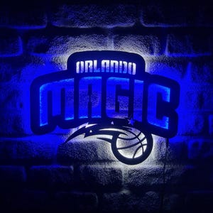Enseigne lumineuse LED Orlando Magic, enseigne lumineuse emblème de l&#39;équipe de basket-ball, meilleur cadeau pour les amateurs de basket-ball, cadeau de Noël