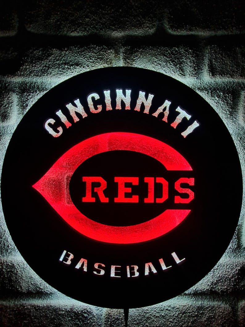 Cincinnati Reds LED Lighted Sign, Baseball Team Emblem Illuminated Sign ...