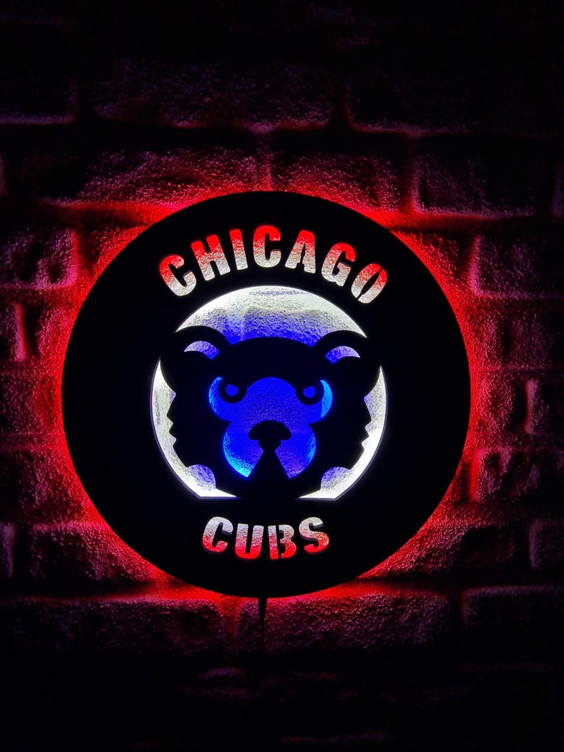 Chicago Cubs Led Lighted Sign, Illuminated Wall Decor for Baseball Fans ...