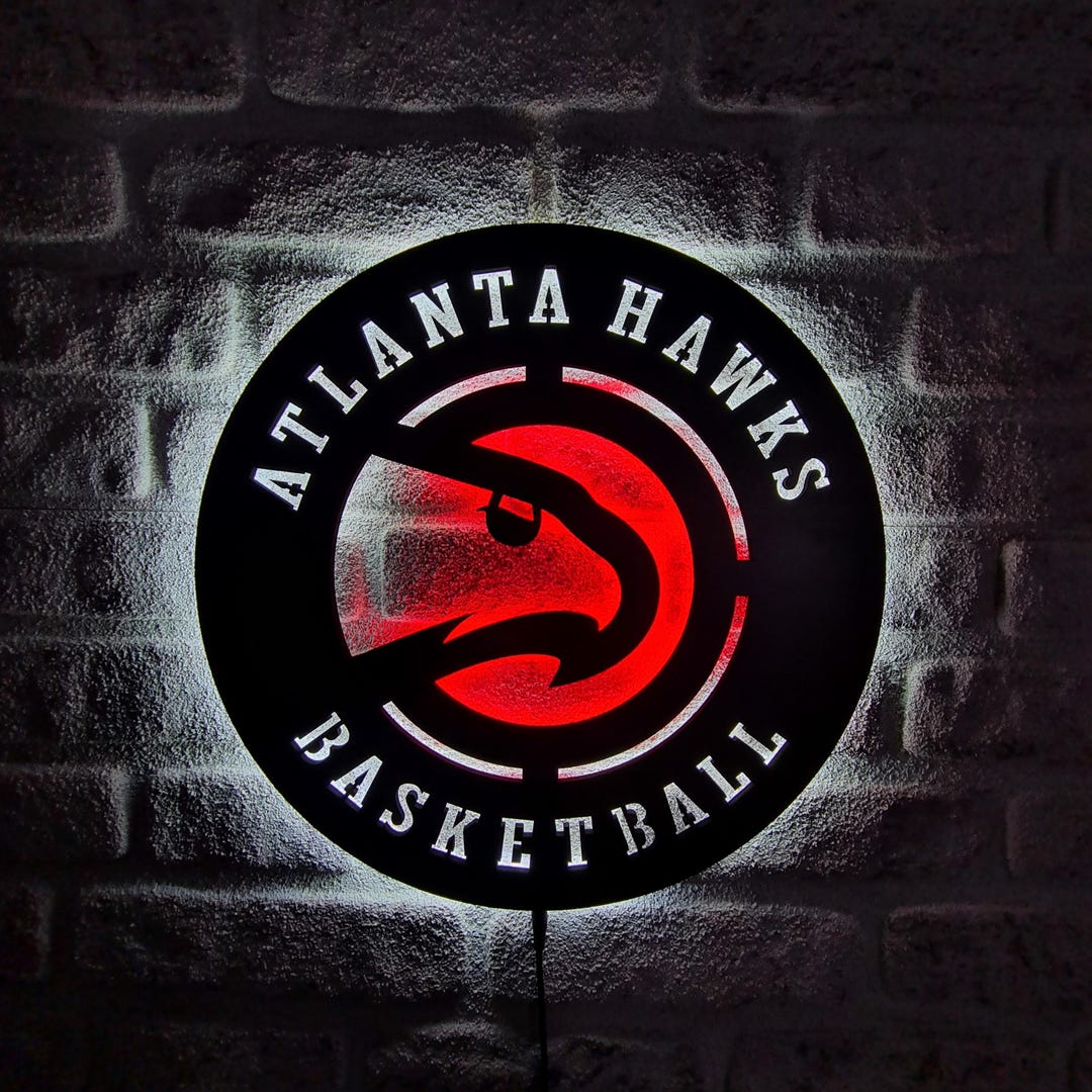 LED Lighted Atlanta Hawks Sign, Basketball Team Emblem Illuminated Sign ...