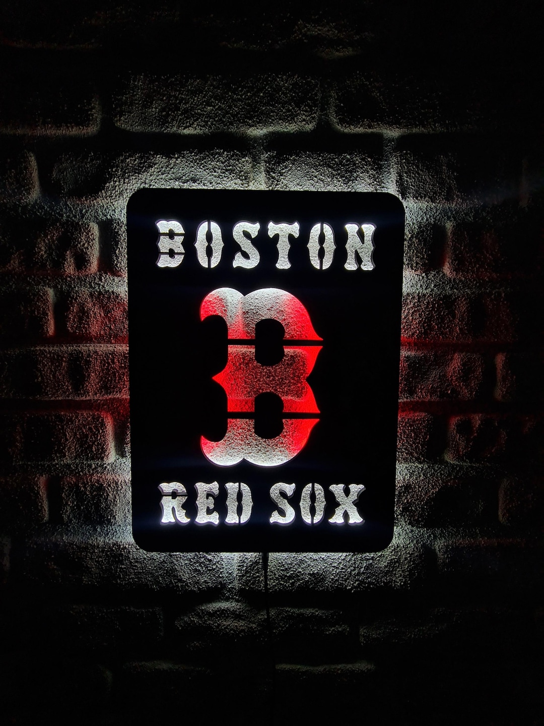 Boston Red Sox LED Lighted Sign, Baseball Team Emblem Illuminated Sign ...