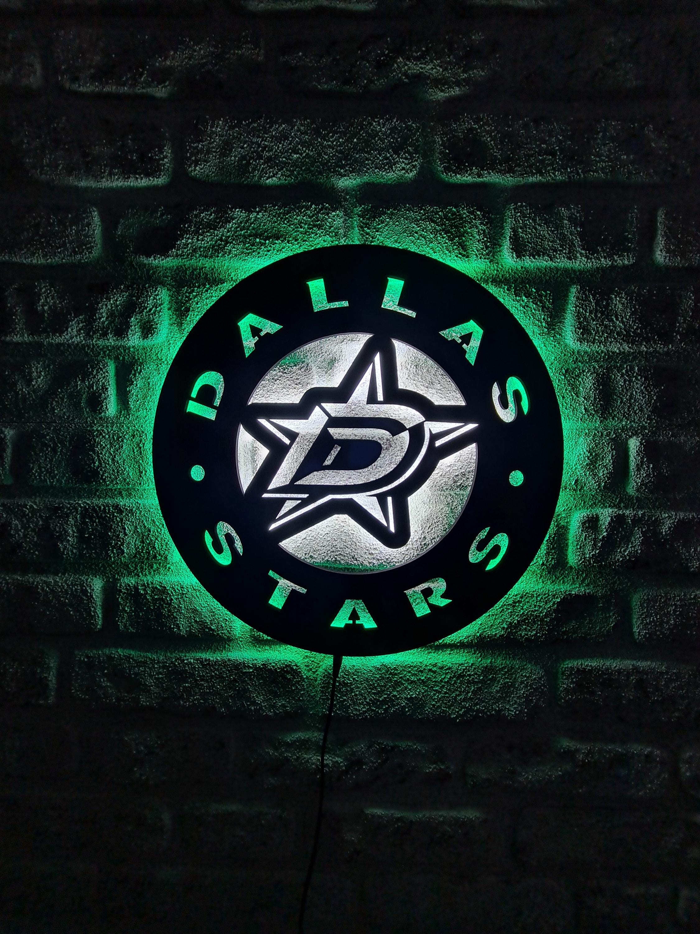 Dallas Stars LED Lighted Sign, Ice Hockey Team Emblem Illuminated