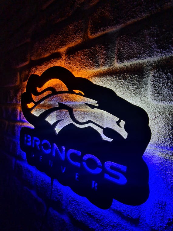 Denver Broncos LED Lighted Sign, American Football Team Emblem