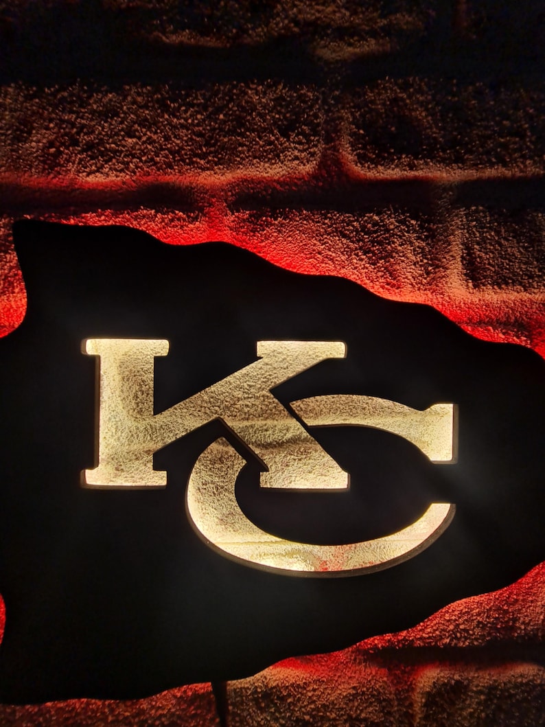 Kc Touchdown Rectangle Sign Kansas City Chiefs Led Lighted Sign, Illuminated Sleek Wall Decor, Best ...