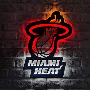 LED Lighted Miami Heat Sign, Basketball Team Emblem Illuminated Sign, Best Gift For Basketball Lovers, Christmas Gift