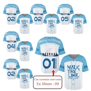 Custom EN- World Tour Walk The Line Baseball Jersey, Custom EN Member Shirt, Kpop Baseball Jersey, Kpop Tour 2025 Merch, Gift For Fan Kpop
