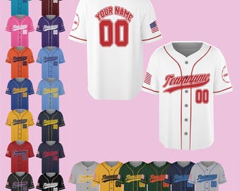 America Custom Baseball Jersey with Teamname Name Number Logo, Jerseys Shirt for Men Women Youth Kid, Gifts for Baseball Fans Sports Uniform
