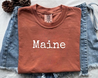 Comfort Colors® Maine T-Shirt, Pine Tree State, Maine Girl, State Pride, Womens Tee, Coastal Style, Lobster Life