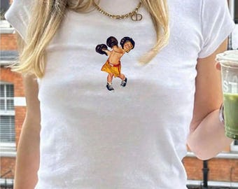 Vintage Boxing Kid Baby Tee: Retro 90s Cropped Graphic Top