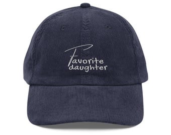 Favorite Daughter Script Embroidered Corduroy Cap, Vintage Dad Hat