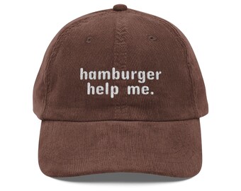 Hamburger Hjälp Mig Broderad Keps, Rolig Meme Pappahatt