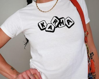 Karma Baby Tee: Y2K 90s Crop Top