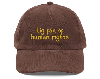 Big Fan Of Human Rights Hat, Equality And Social Justice Hat, Polotical Protest For Activists, Dad Cap, Embroidered Hat