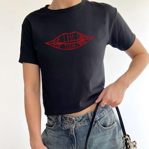 Save the Drama for Your Mama Baby Tee, Rachel Green Women's Y2K T-Shirts, Trendy Graphic Tee image 5