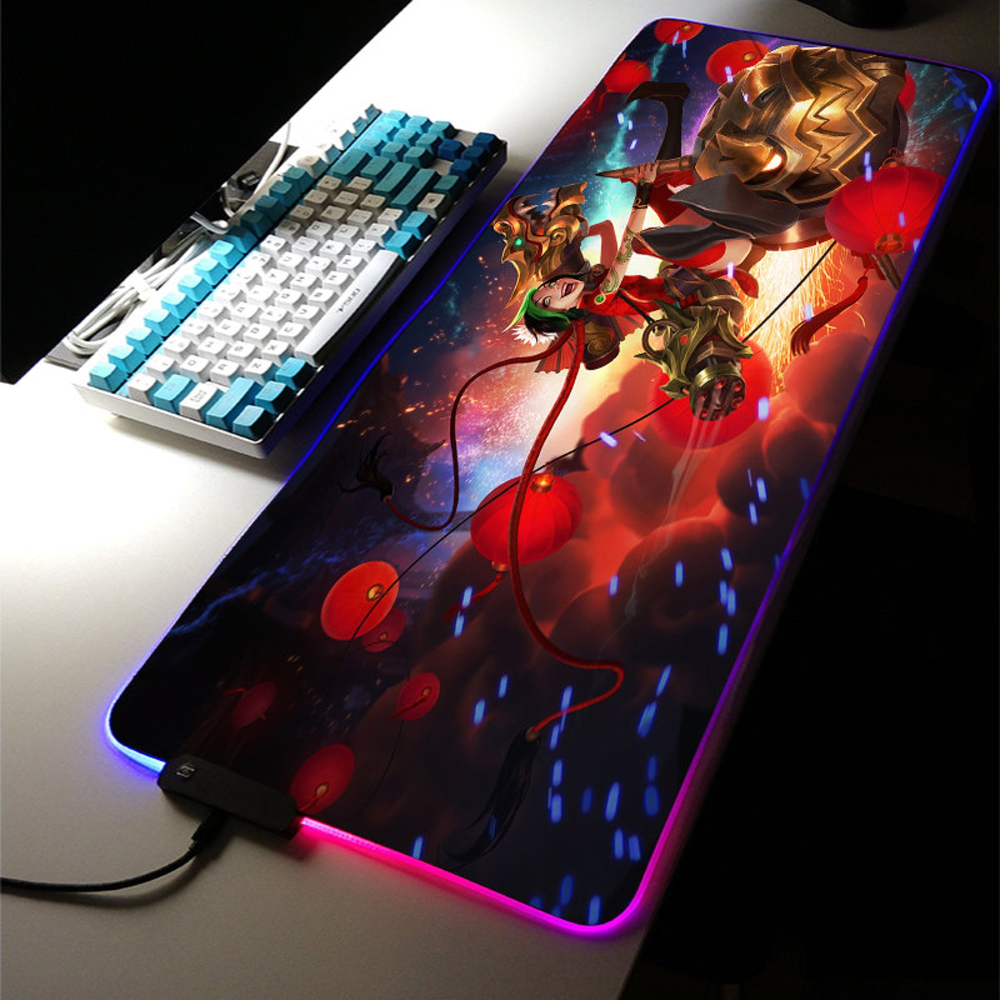 Led Mousepad Rgb Arcane Jinx Gaming Deskpad  Mouse Pad PC Laptop Gamer Mousepad Anime Antislip Mat Keyboard DeskMat
