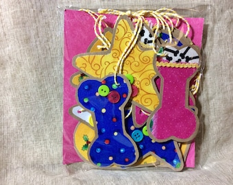Dog Bone Gift Tags: Reusable Christmas Ornaments, Kraft Package Toppers