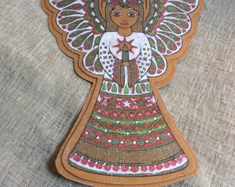 Angel ornament, card insert gift for Nana, package topper, housewarming wine bottle tag, for teacher, thank you, nurse appreciation
